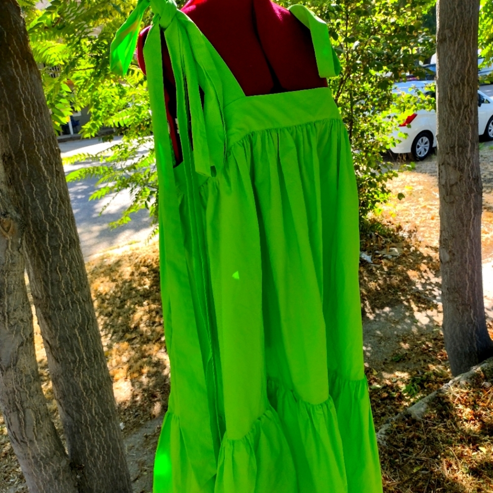 Green 100% cotton relaxed fit dress